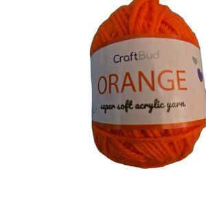 New CraftBud Yarn Skein Orange 100% Pure Acrylic 100 Yards 1.75 Oz Machine Wash